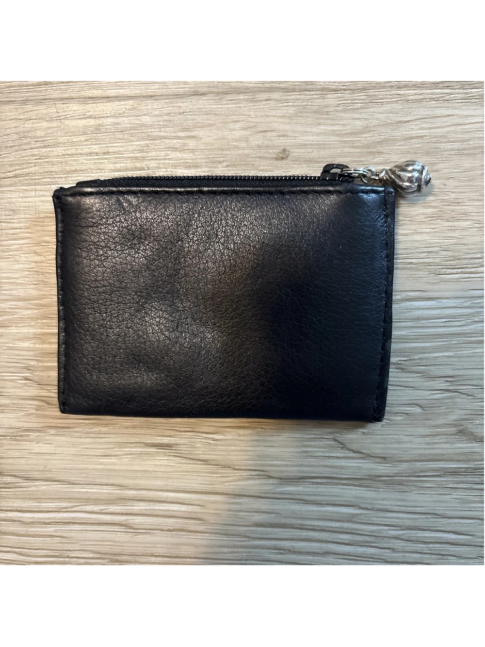 Vintage Brighton Leather Coin Purse Black With Brown Croc Embossed Trim
